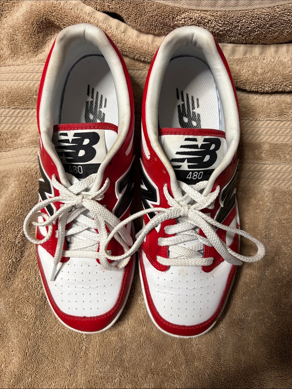 New Balance 480 Sneakers in Red, White and Black
